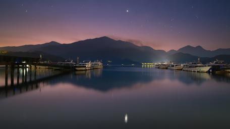 Serene Night at the Harbor wallpaper