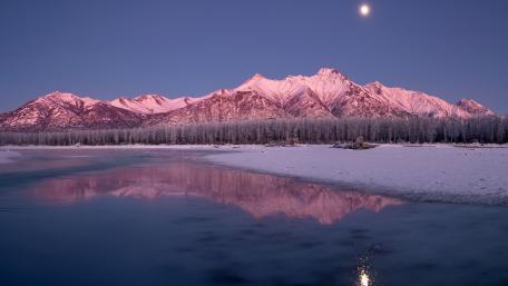 Majestic Winter Landscape Under Moonlight wallpaper