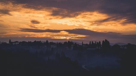 Serene Sunset Over Twilight Landscape wallpaper