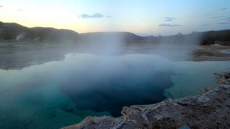 Mystical Geyser and Hot Springs Landscape Wallpaper wallpaper