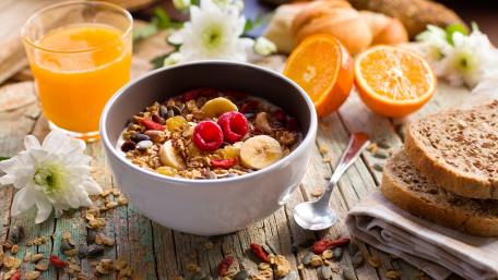 Delicious Morning Feast with Fresh Fruits and Granola wallpaper