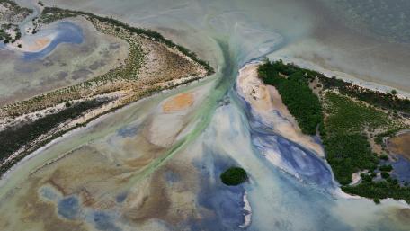 Pristine Aerial View of Coastal Wetlands Natural Harmony wallpaper