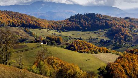Breathtaking Autumn Landscape in Serene Mountains wallpaper