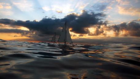 Serene Sailing at Sunset wallpaper
