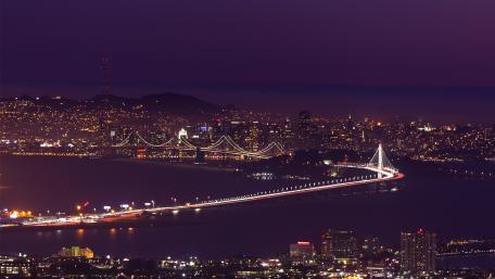 Stunning Nightscape of a City Bridge wallpaper