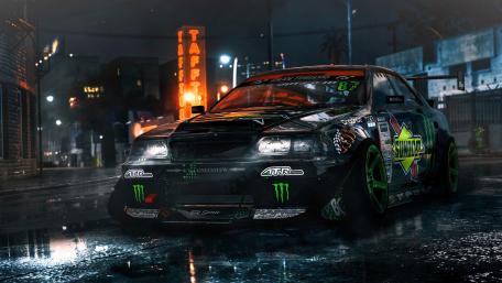 Dynamic Night Drift Scene with a Modified Car wallpaper