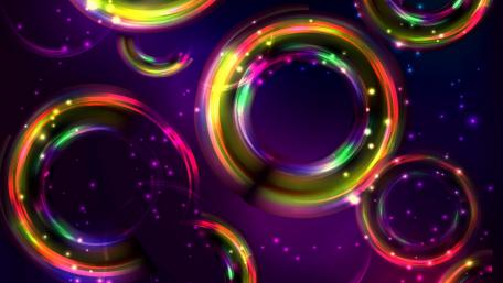 Vibrant Neon Rings in Motion wallpaper