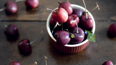 Fresh Cherry Delight in a Bowl wallpaper