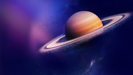 Majestic Ringed Planet in Cosmic Splendor wallpaper