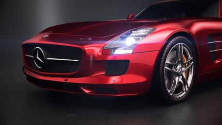 Sleek Red Mercedes SLS AMG Wallpaper wallpaper