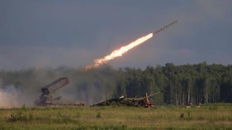 Missile Launch in a Military Landscape wallpaper