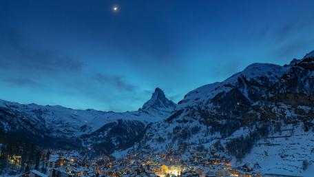 The Matterhorn and Zermatt at Dusk wallpaper