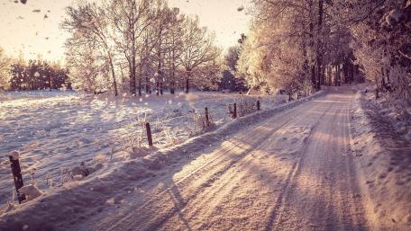 Winter Wonderland Roadway Experience Frosty Beauty in Nature's Embrace wallpaper
