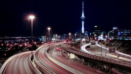 Nighttime Urban Symphony of Auckland's Skyline wallpaper