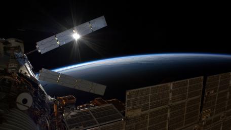 Majestic View of Earth from Space Station wallpaper