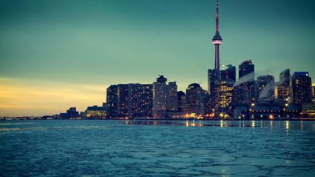 Winter Evening in a Urban Skyline wallpaper