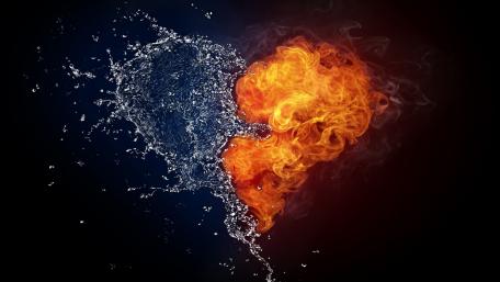 Elements Collide in Fiery Duality wallpaper