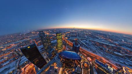 Stunning Aerial View of a City at Sunset wallpaper