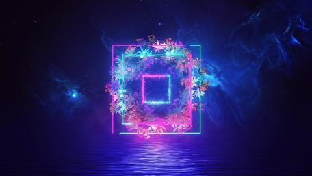 Radiant Neon Floral Square Artwork wallpaper