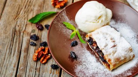 Delicious Strudel with Ice Cream Delightful Treats for Sweet Lovers wallpaper