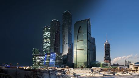 Urban Skyline Transformation at Night wallpaper