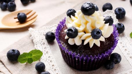 Delicious Blueberry Cupcake Delight wallpaper