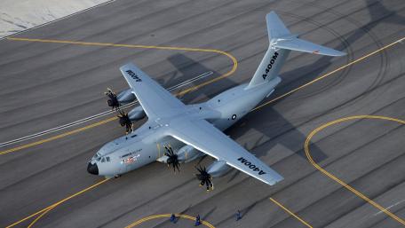 Aerial View of a Military Transport Aircraft wallpaper