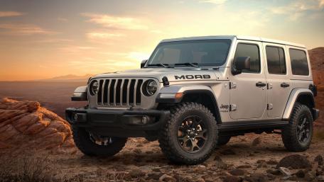 Adventurous Jeep in a Desert Landscape wallpaper