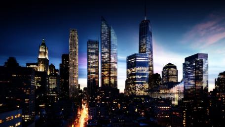 City Skyline at Dusk wallpaper