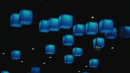 Modern Blue Abstract Light Cubes Wallpaper wallpaper