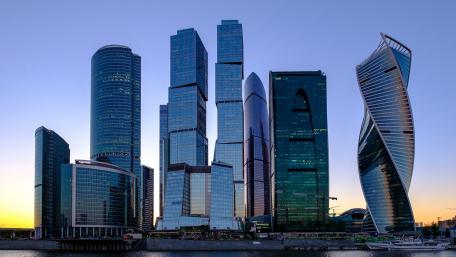 Modern Skyline at Sunset wallpaper