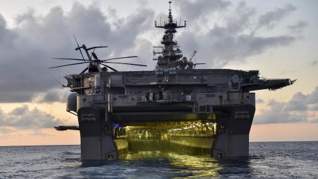 Mighty Warship at Sunset wallpaper