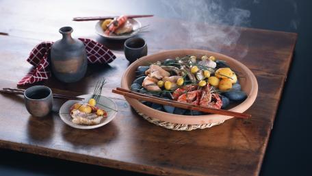 Delicious Seafood Delight on a Rustic Table wallpaper