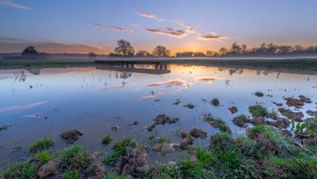 Serene Dawn Reflection in Nature's Oasis wallpaper