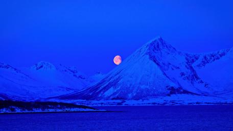Majestic Moonlit Mountain Scene wallpaper