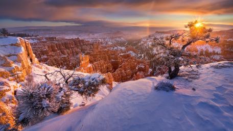 Breathtaking Winter Sunrise Over Grand Canyon Landscape wallpaper