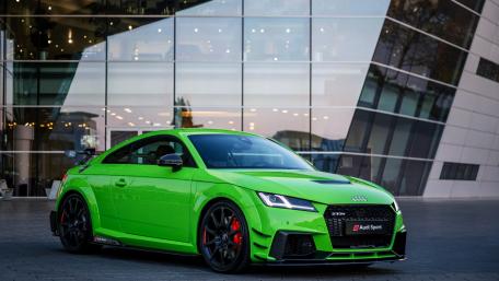 Vibrant Green Audi TT RS Sport Car Wallpaper wallpaper
