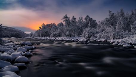 Winter Serenity by the Riverbank wallpaper
