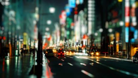 Bokeh street lights wallpaper