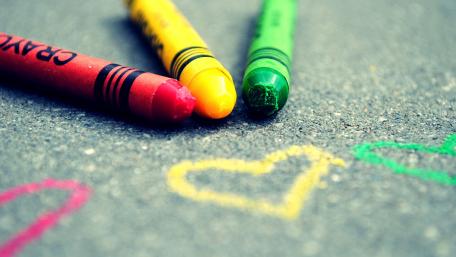 Crayons and Hearts on the Pavement wallpaper