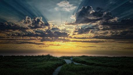 Majestic Sunset Over Serene Landscape wallpaper
