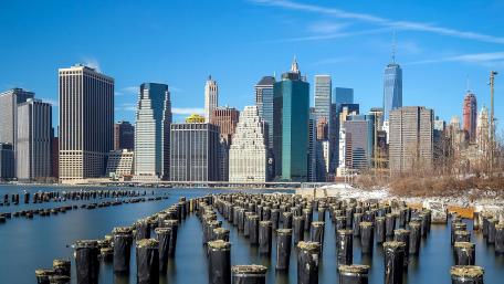 Stunning Skyline Over Water View of the City wallpaper