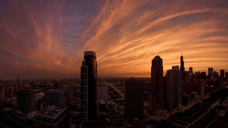 Stunning City Skyline at Sunset Moment wallpaper