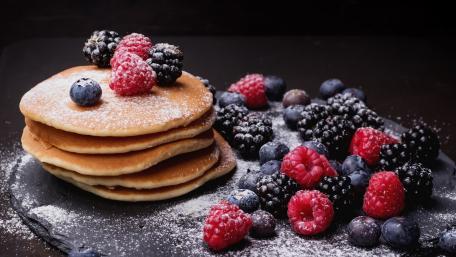 Delicious Pancakes Topped with Berries wallpaper