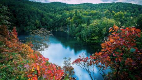 Serene Autumn Reflection in Nature’s Paradise wallpaper