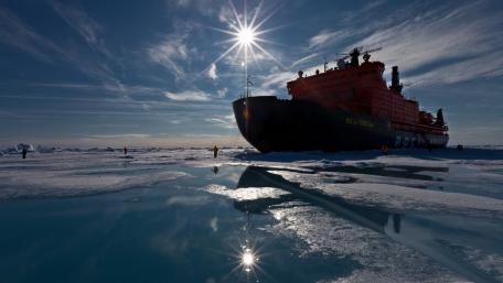 Frozen Majesty of the Arctic Icebreaker wallpaper