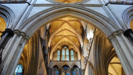 Majestic Church Architecture Inspiring Reflection wallpaper