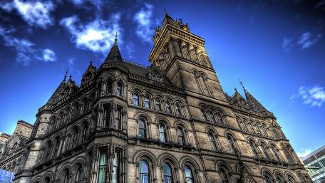 Majestic Architecture Against Azure Skies wallpaper