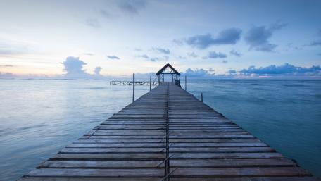 Serene Ocean Pier at Dusk wallpaper
