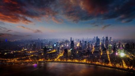 Stunning City Skyline at Dusk wallpaper